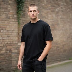 Dolorem Ipsum Black Tee with Gray Peace Sign Men's Size Small